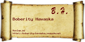 Boberity Havaska névjegykártya